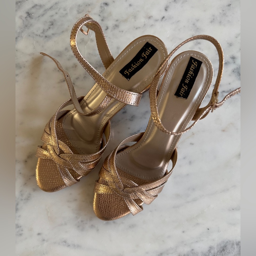 Women's rose Gold Strappy Heels